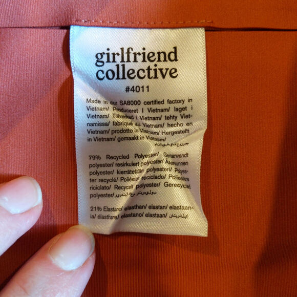 Girlfriend Collective High Rise Bike Short Dark Coral Athleisure Spring Medium - Picture 7 of 9